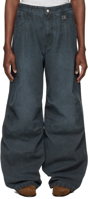 Photo: WOOYOUNGMI Gray 3D Wide Dyed Trousers