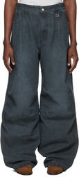 WOOYOUNGMI Gray 3D Wide Dyed Trousers