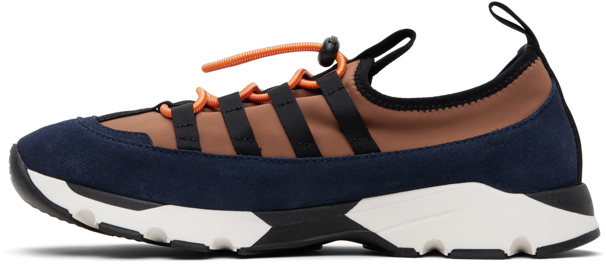 Marni Brown & Navy Lycra Lace-Up Running Sneakers