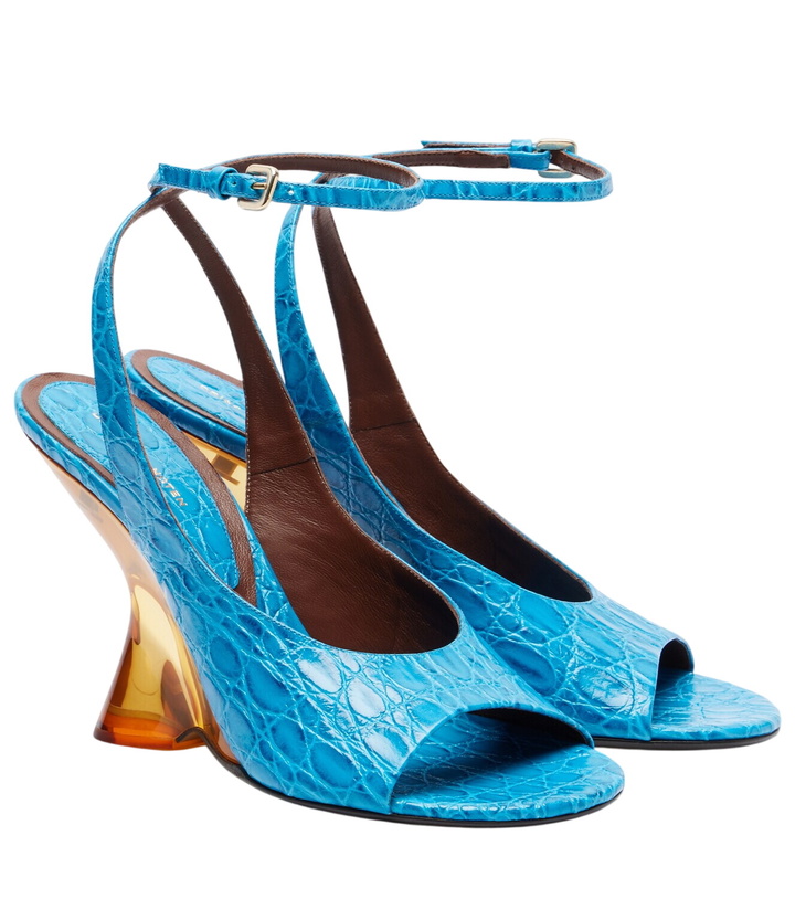 Photo: Dries Van Noten Croc-effect leather wedge sandals