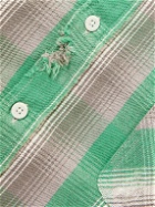 SAINT Mxxxxxx - Shermer Academy Distressed Checked Cotton-Flannel Shirt - Green