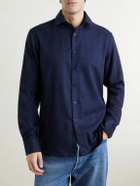 Canali - Herringbone Cotton and Lyocell-Blend Shirt - Blue