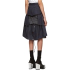 Sacai Navy and Grey Glencheck Stripe Skirt