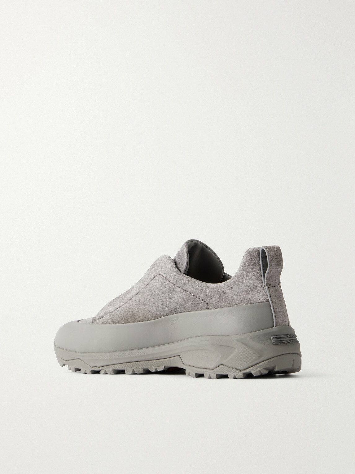 Zegna - Triple Stitch™ Monte Leather-Trimmed Suede Slip-On Sneakers - Gray