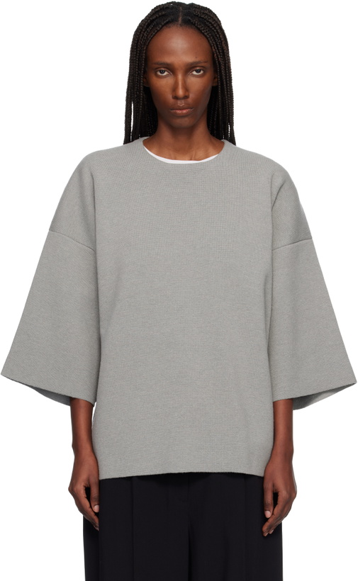 Photo: Fear of God Gray Milano Knit T-shirt