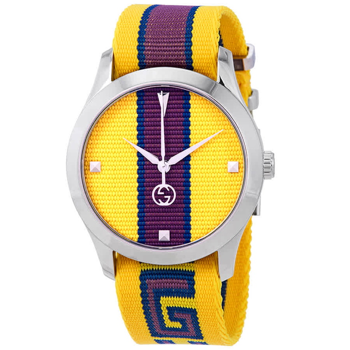 Photo: Gucci G-Timeless Yellow with Stipes Motif Dial Unisex Watch YA1264069