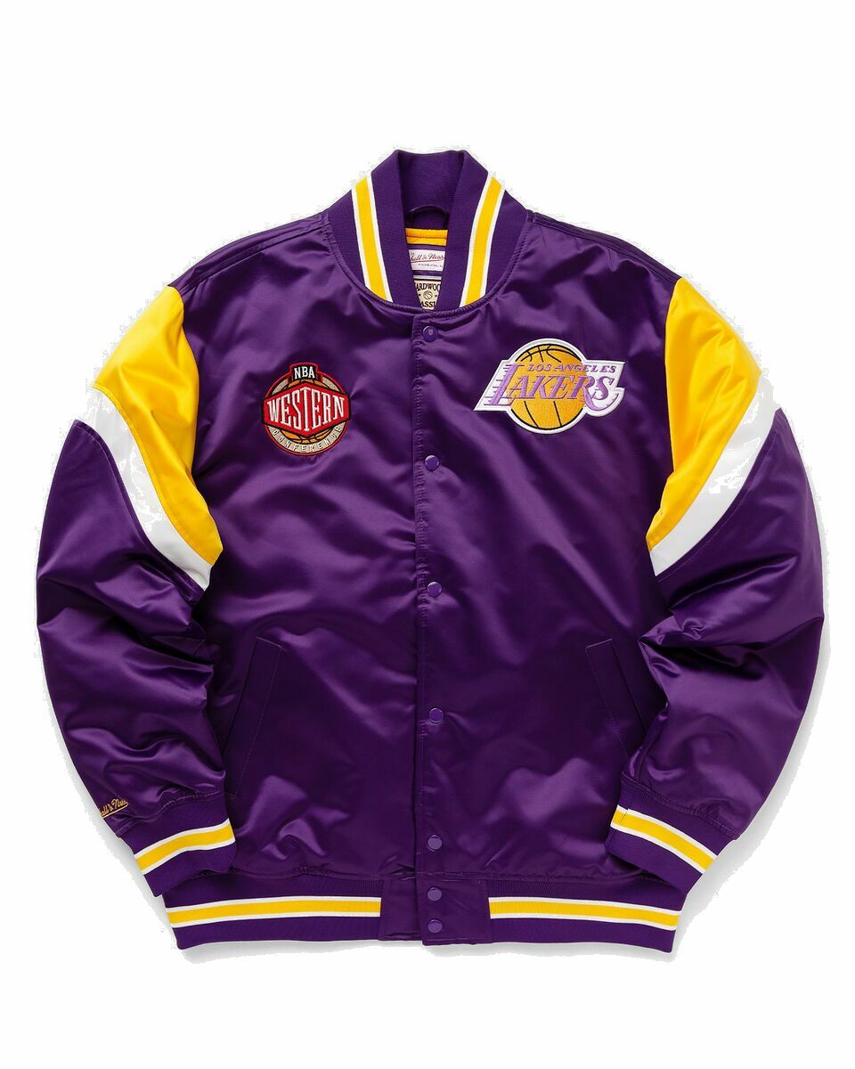 Photo: Mitchell & Ness Nba Heavyweight Satin Jacket Los Angeles Lakers Purple - Mens - Bomber Jackets/Team Jackets