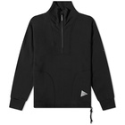 And Wander Men's Cotton Wool Half Zip Sweat in Black