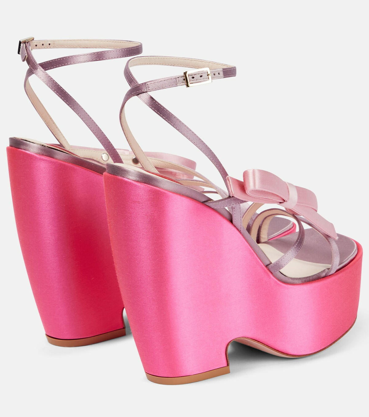 Roger Vivier Choc Bow satin wedge sandals Roger Vivier