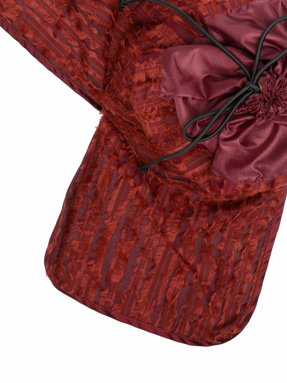 Labrum London Red Fringed Drawstring Bucket Hat