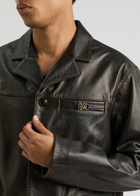 Amiri Tumbled Leather Jacket Dark Brown