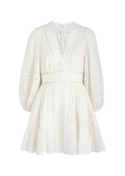Zimmermann Pop Embroidered Linen Mini Dress Ivory