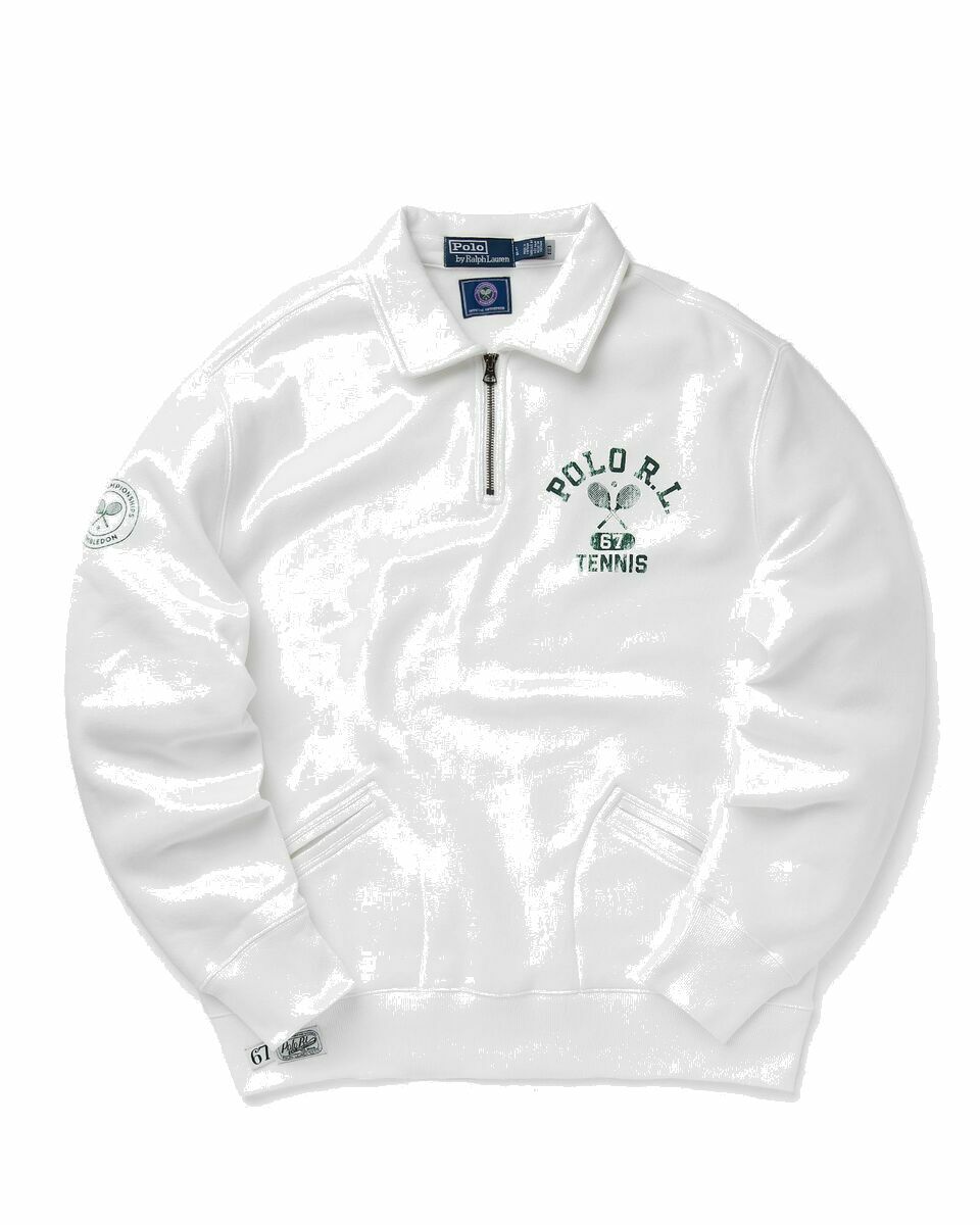 Photo: Polo Ralph Lauren Wimbledon Long Sleeve Sweatshirt White - Mens - Half Zips