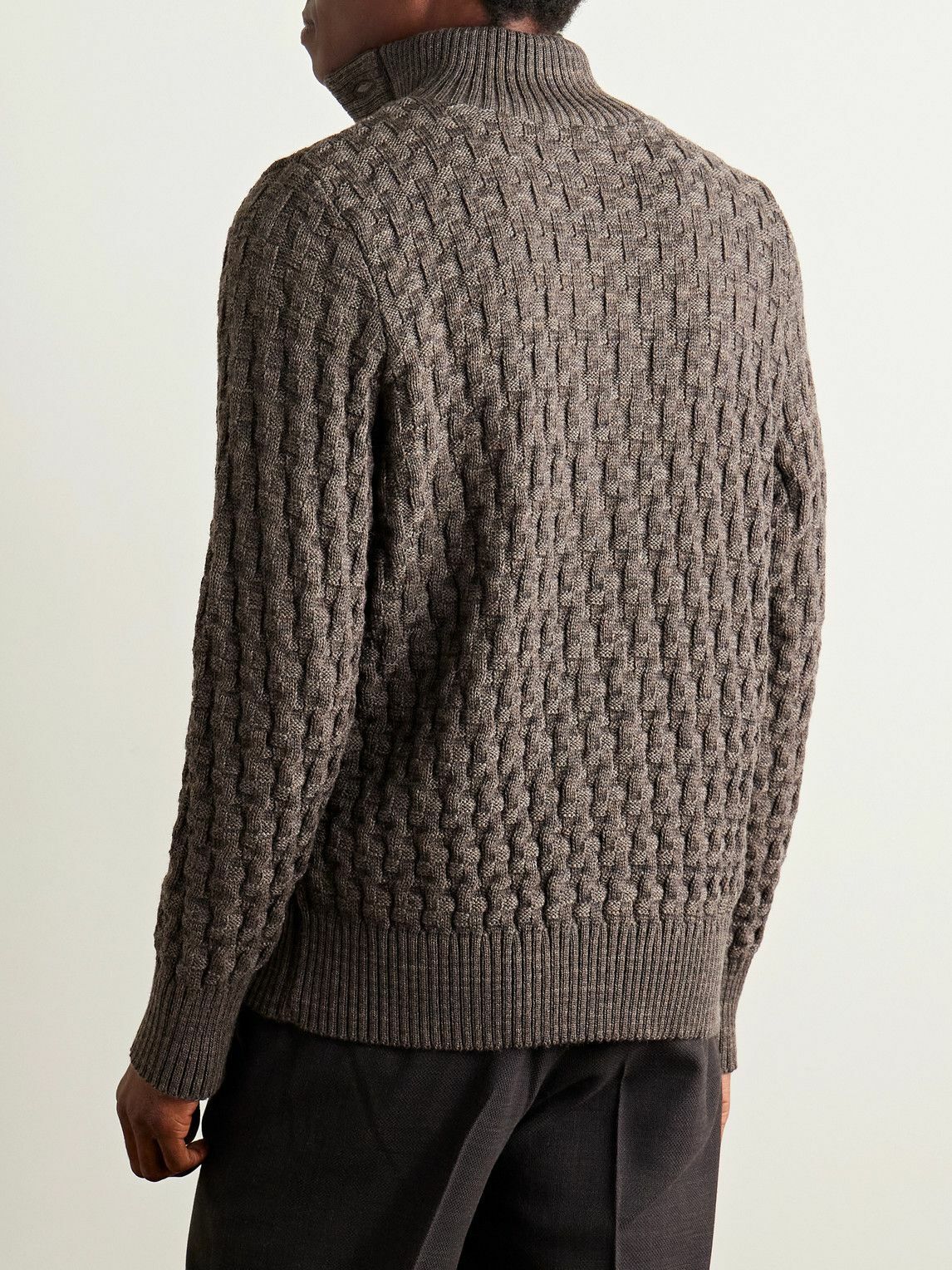 S.N.S. Herning - Stark Textured Virgin Wool Cardigan - Brown