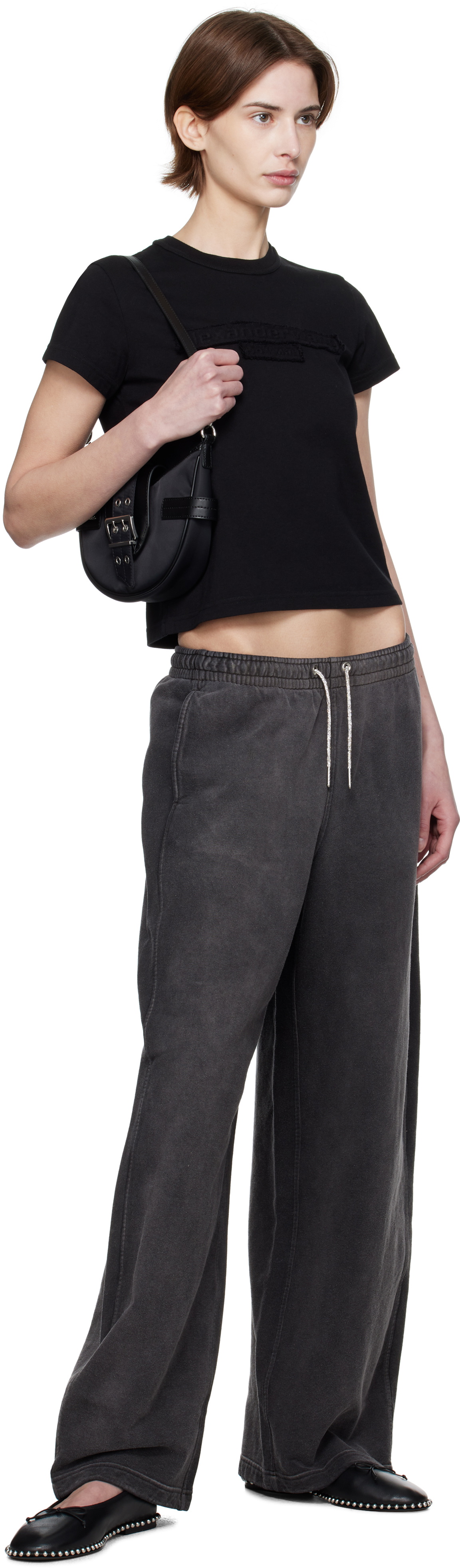 alexanderwang.t Gray Crystal Hotfix Drawcord Sweatpants