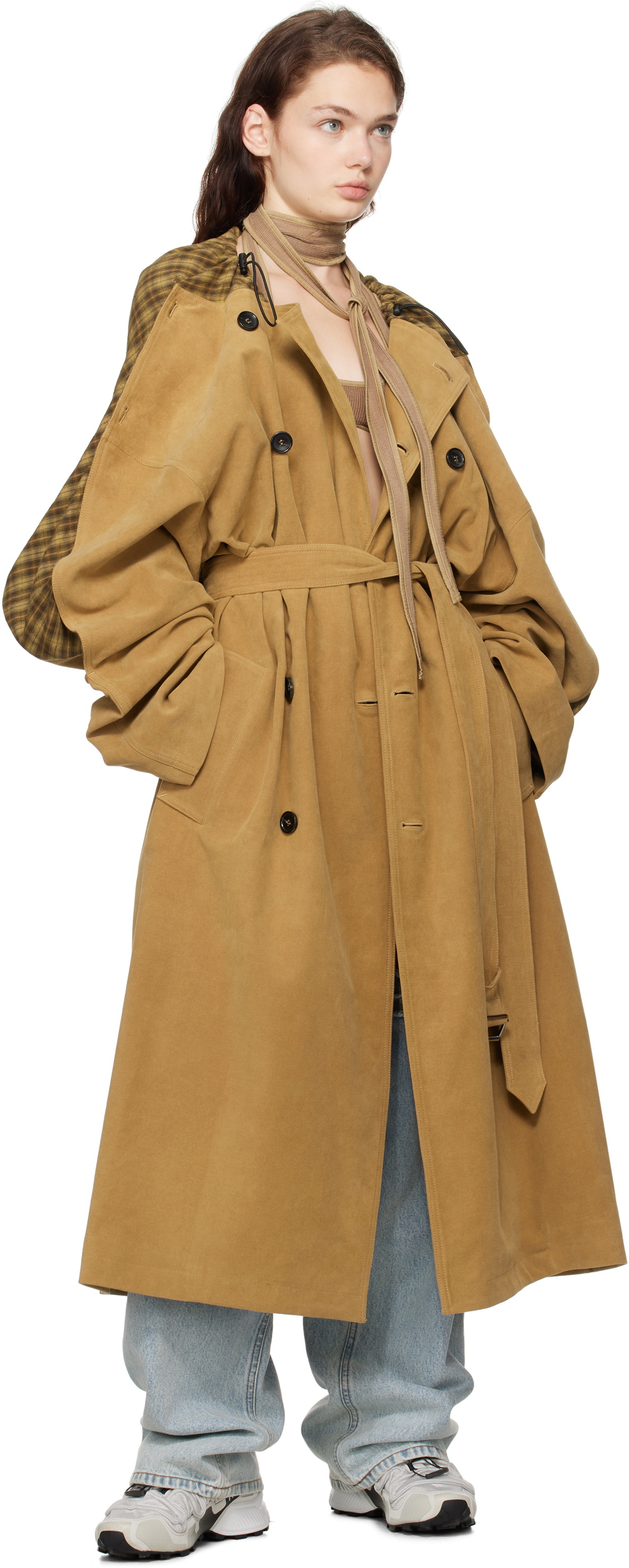 Y/Project Beige Insert Hood Trench Coat Y/Project