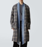 Greg Lauren Plaid denim-trimmed cotton coat