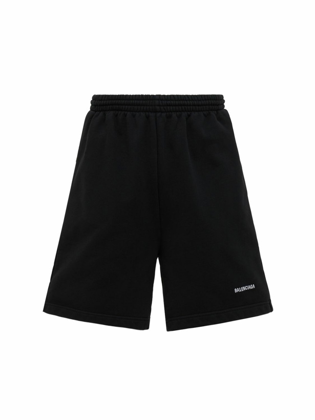 Photo: BALENCIAGA - Logo Cotton Sweat Shorts