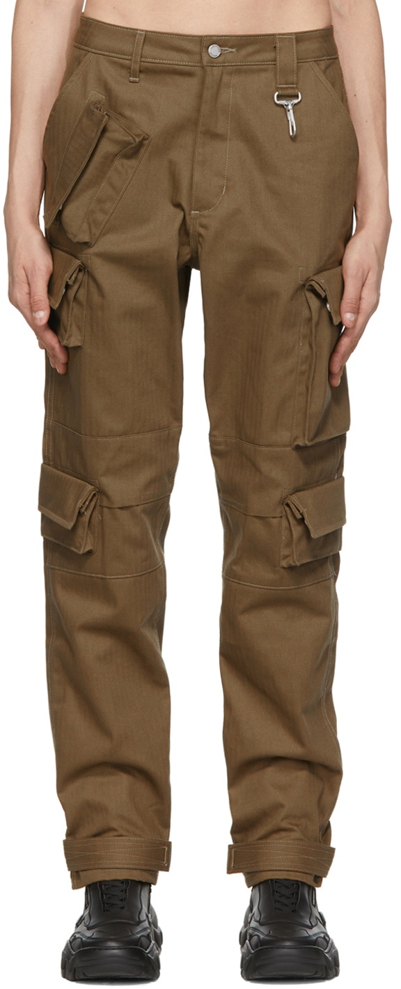 Reese Cooper Brown Canvas Cargo Trousers Reese Cooper