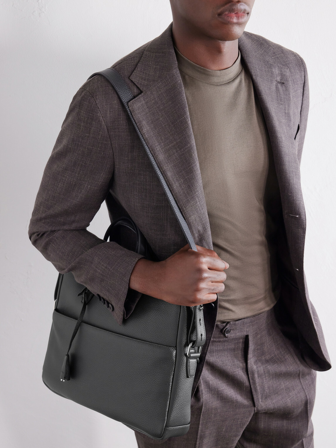 Brioni - Full-Grain Leather Briefcase - Gray