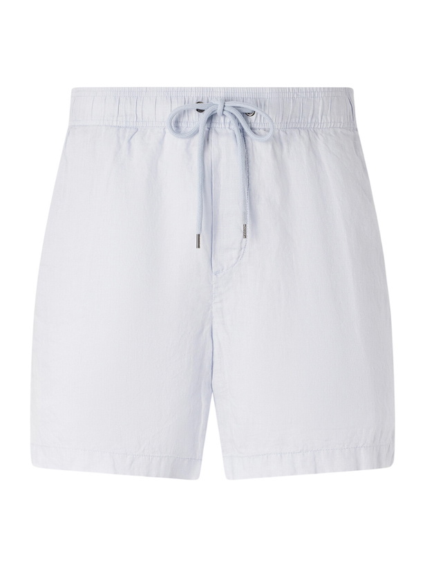 Photo: James Perse - Straight-Leg Garment-Dyed Linen Drawstring Shorts - Blue