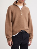 TOM FORD - Wool and Cashmere-Blend Half-Zip Sweater - Brown