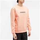 Napapijri Men's Box Logo Crew Sweatshirt in Pink Salmon