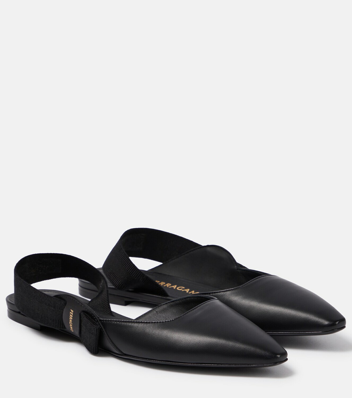 【SALVATORE FERRAGAMO】VANIA FLATS FERRAGAMO Vania leather and grosgrain slingback flats | NET