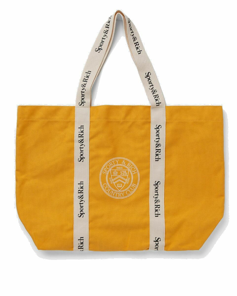Photo: Sporty & Rich Paris Country Club Club Tote Bag Faded Yellow - Womens - Tote & Shopping Bags