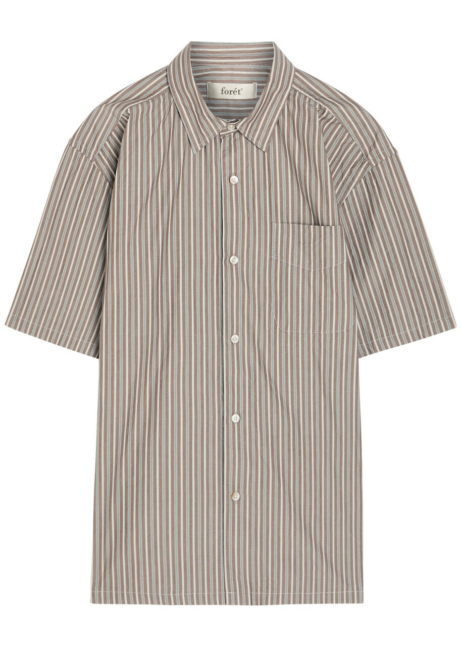 Forét Striped Cotton Shirt Brown