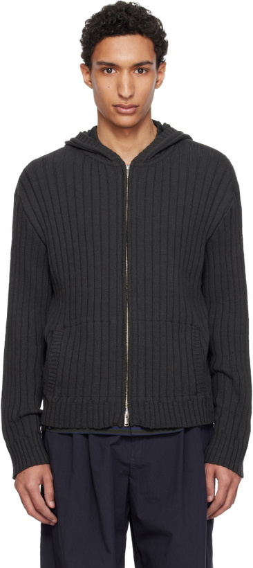Photo: YOKE Gray Cotton Wide Rib Hoodie