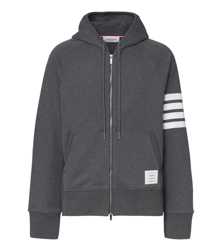 Photo: Thom Browne 4-Bar cotton jersey zip-up hoodie