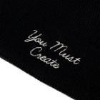 YMC Men's Emrbroidered Beanie Hat in Black
