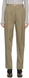 House of Dagmar Khaki Mid-Rise Trousers