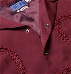 Blue Blue Japan - Camp-Collar Braid-Embellished Twill Shirt Jacket - Burgundy