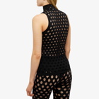 Maisie Wilen Women's Perforated Sleeveless Turtleneck Top in Black
