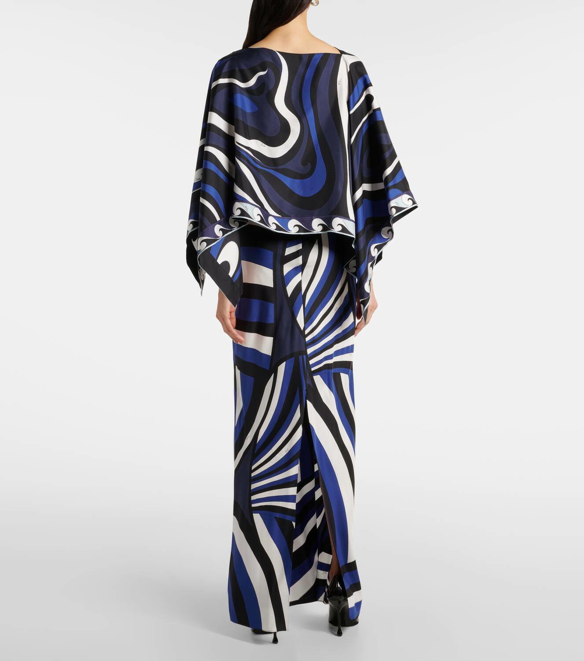 Pucci Iride silk twill slip dress and cape