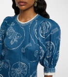 Alémais Lucky printed linen midi dress
