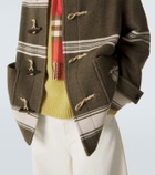 Burberry Striped wool and cotton-blend duffel coat