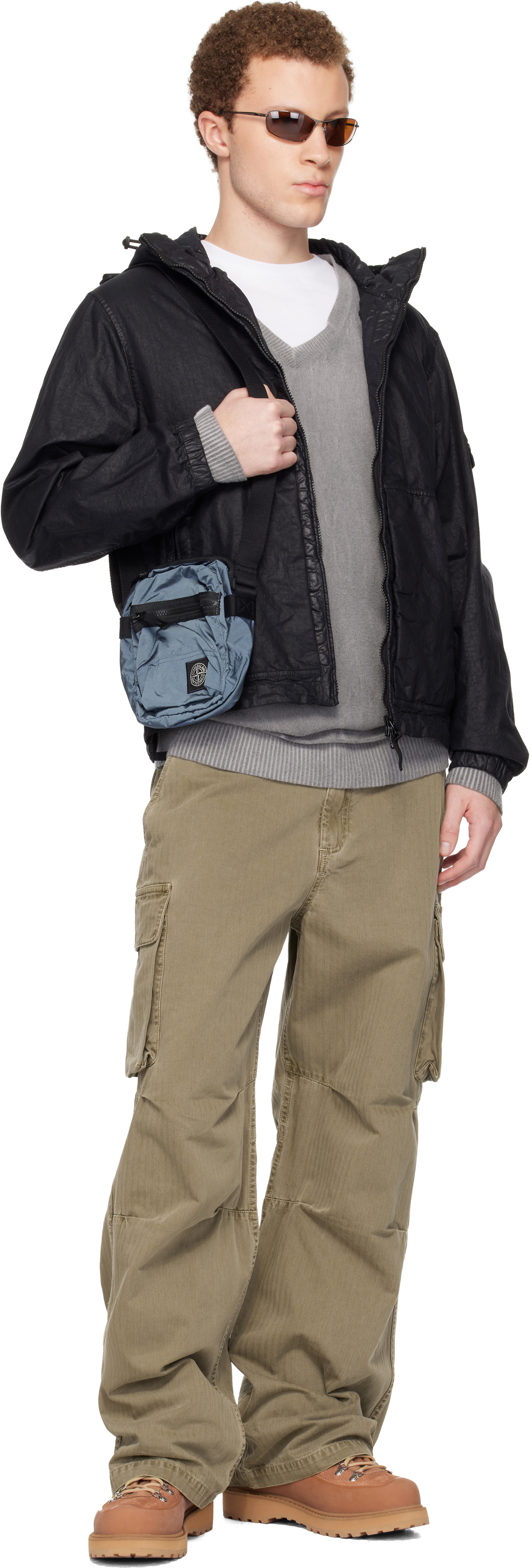 Stone Island Blue 9200015 Coated Nylon Metal ECONYL Bag