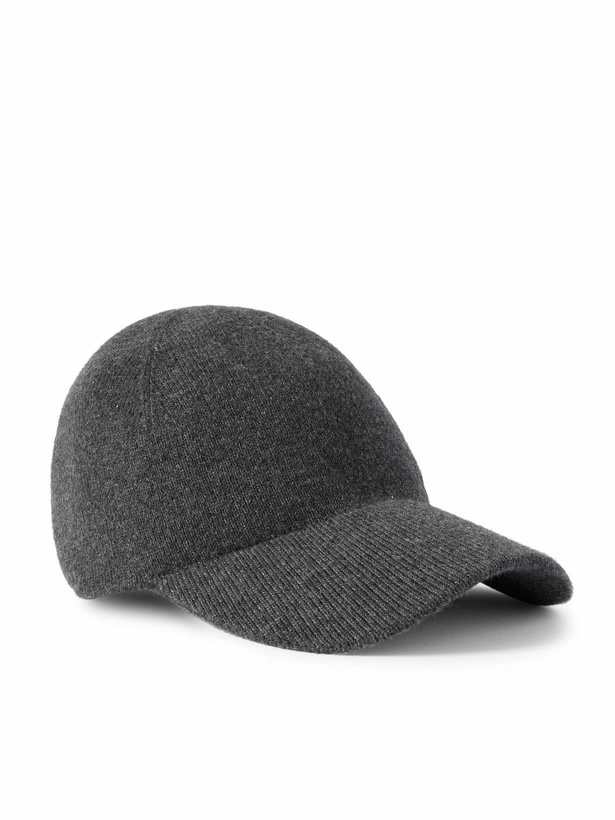 Photo: SAINT LAURENT - Logo-Embroidered Ribbed Cashmere Baseball Cap - Gray