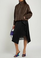 Acne Studios Layered Asymmetric Satin Midi Skirt Black
