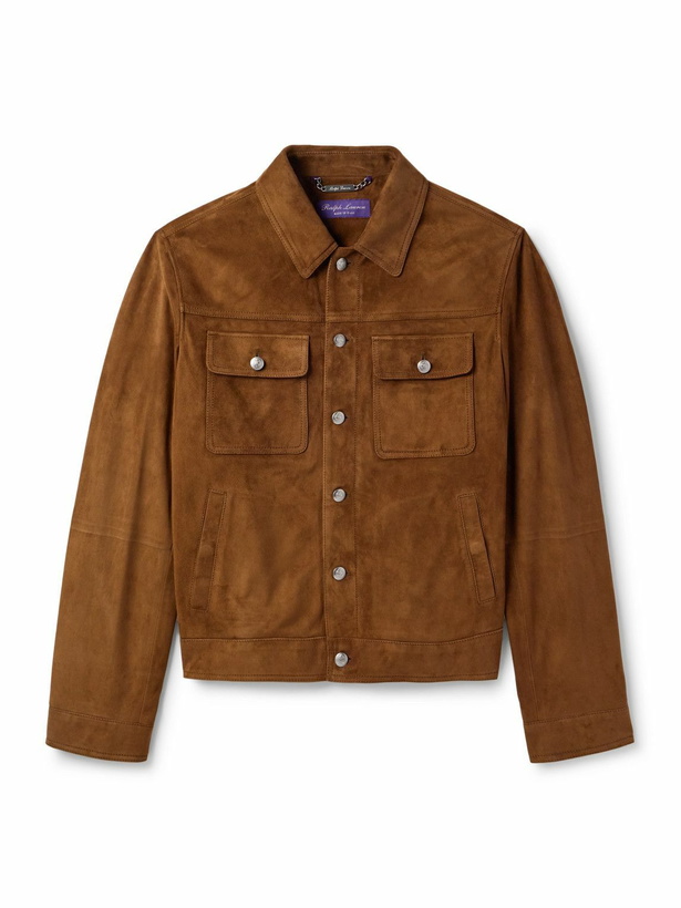 Photo: Ralph Lauren Purple label - Suede Trucker Jacket - Brown