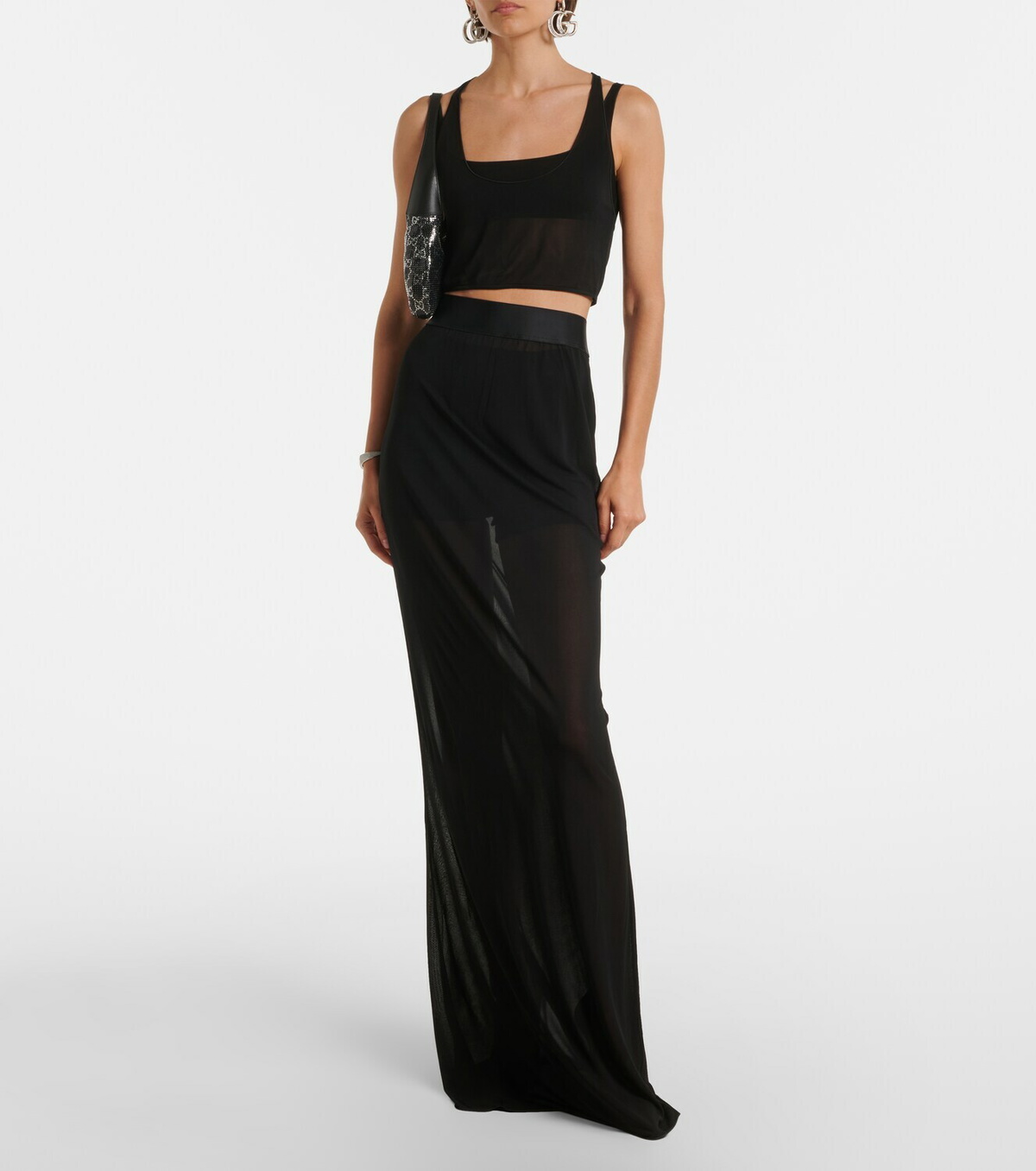 Gucci Semi-sheer crêpe maxi skirt