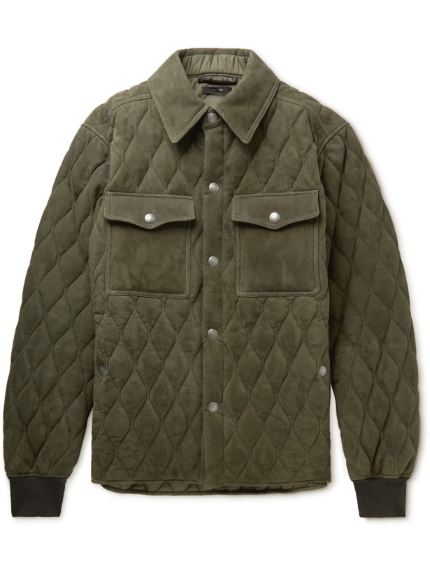 Photo: TOM FORD - Quilted Padded Suede Shirt Jacket - Green