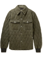 TOM FORD - Quilted Padded Suede Shirt Jacket - Green