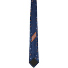 Dries Van Noten Navy Floral Tie