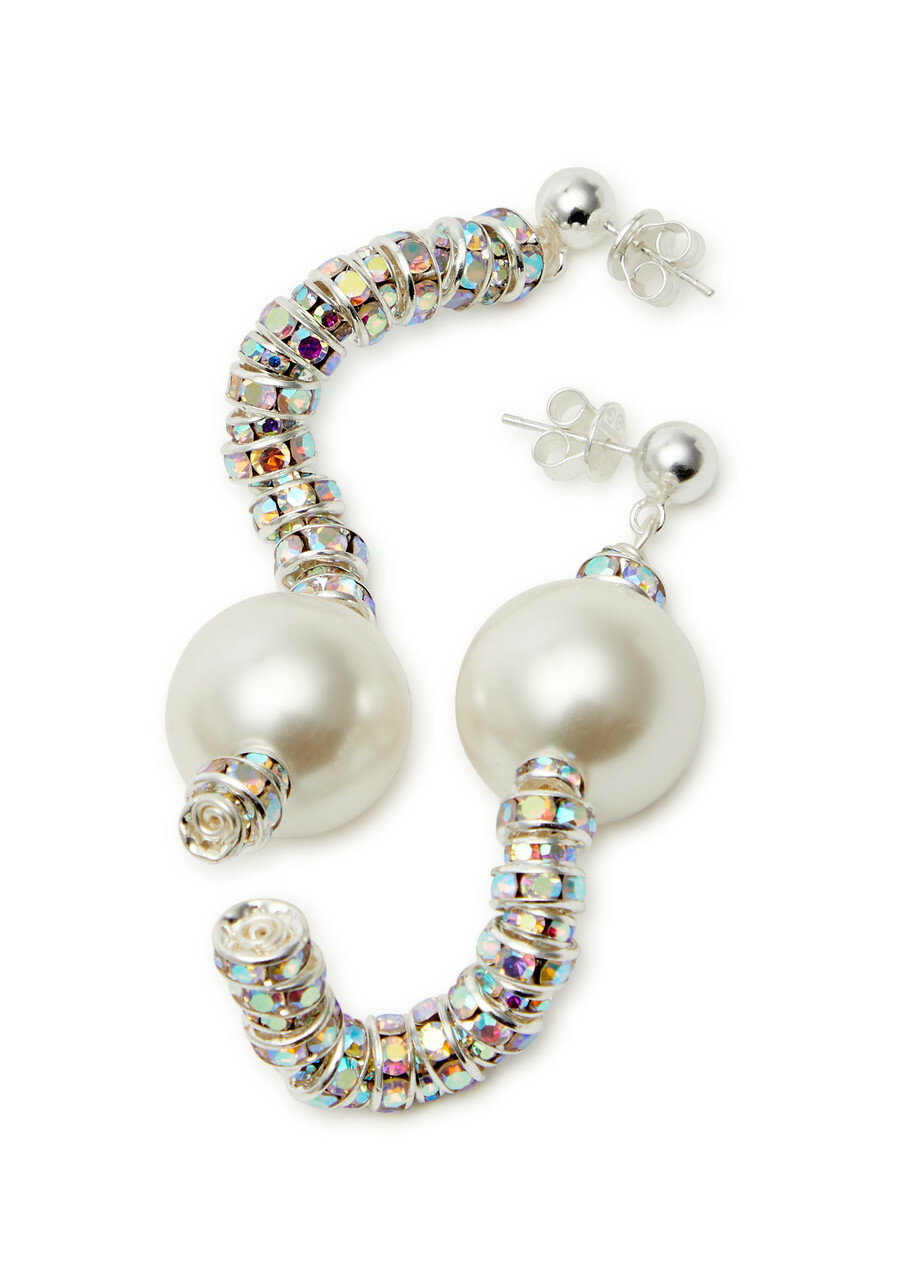 Pearl Octopuss.y Diamond Snakes Silver-plated Drop Earrings - One Size