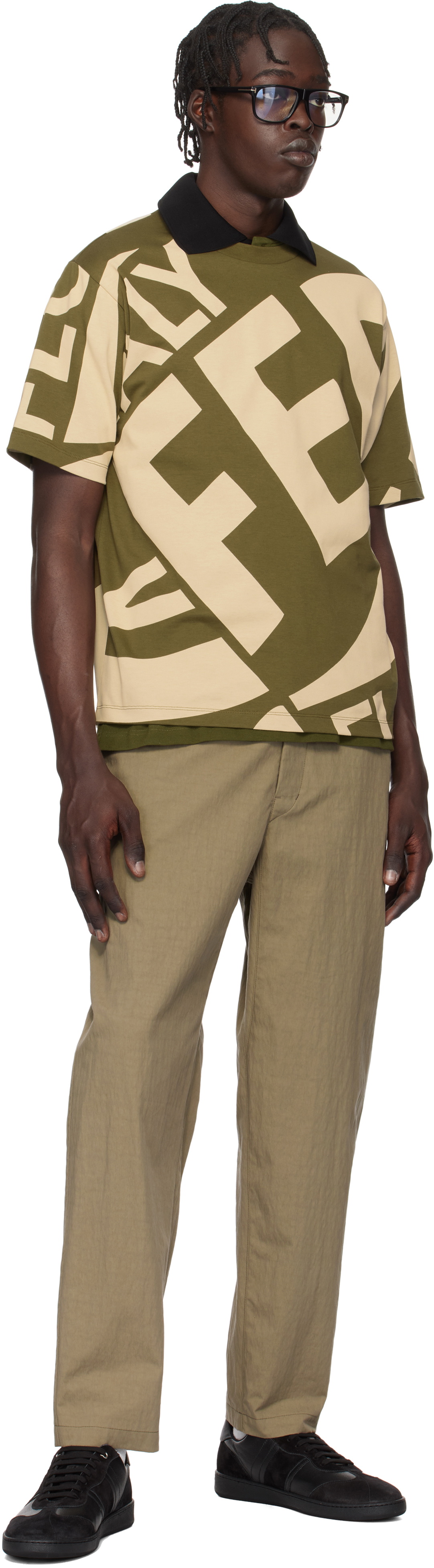 Ferragamo Khaki & Beige Graphic Print T-shirt