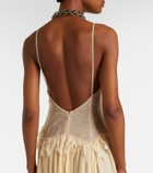 Blumarine Lace-trimmed georgette maxi dress